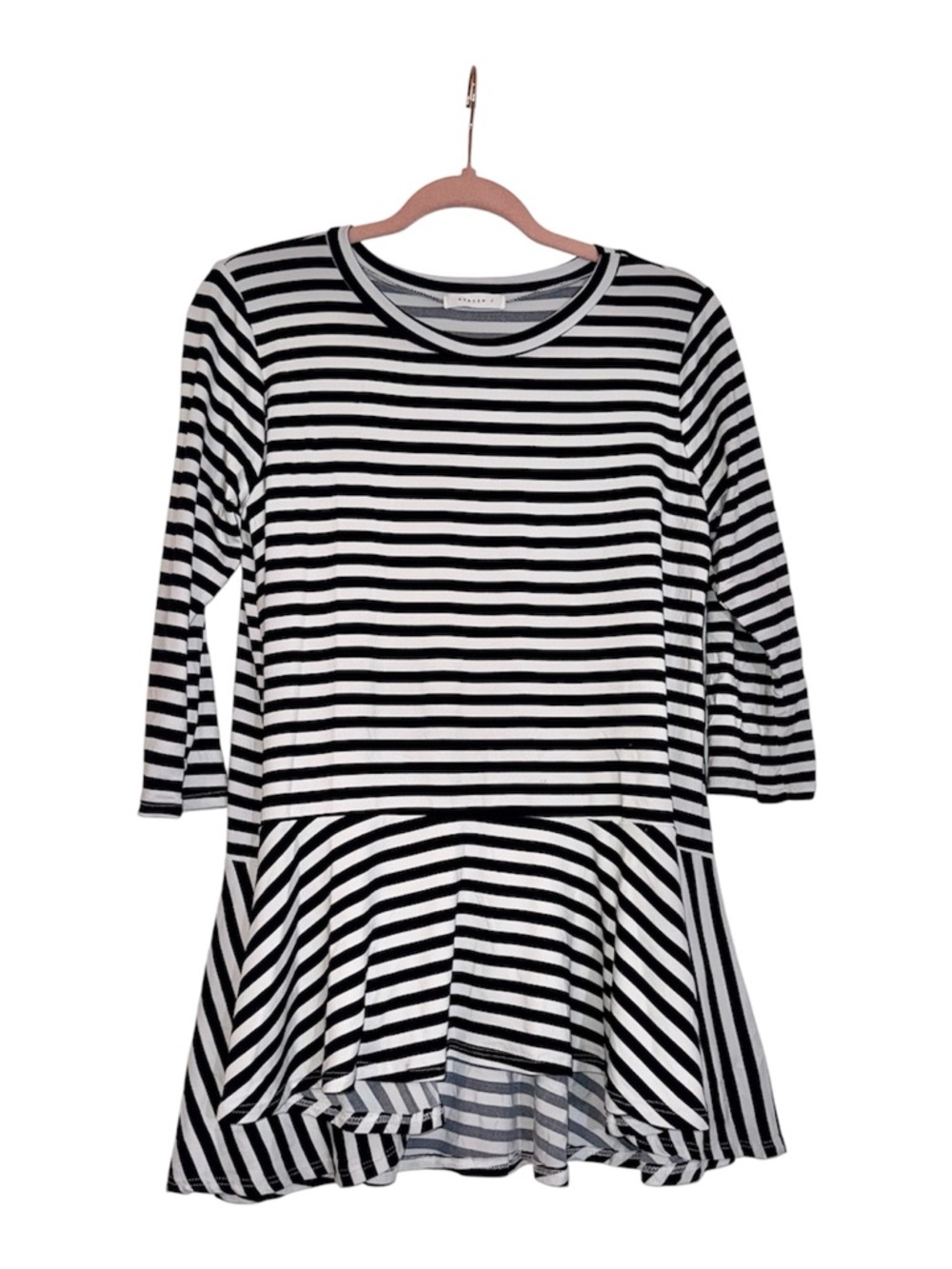 Reborn J • Black & White Striped • Peplum Tunic • Buttery Soft • NEW W/OUT TAGS!